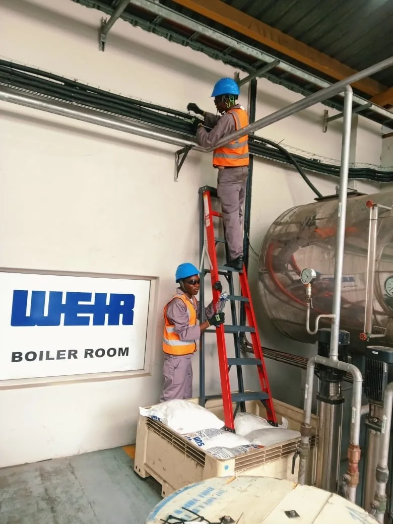 Commercial electrical installation in a boiler room