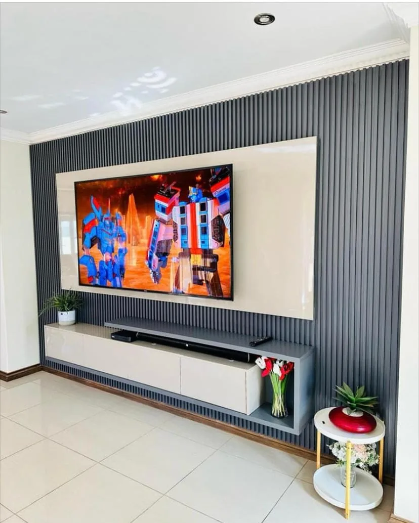 Completed custom TV feature wall